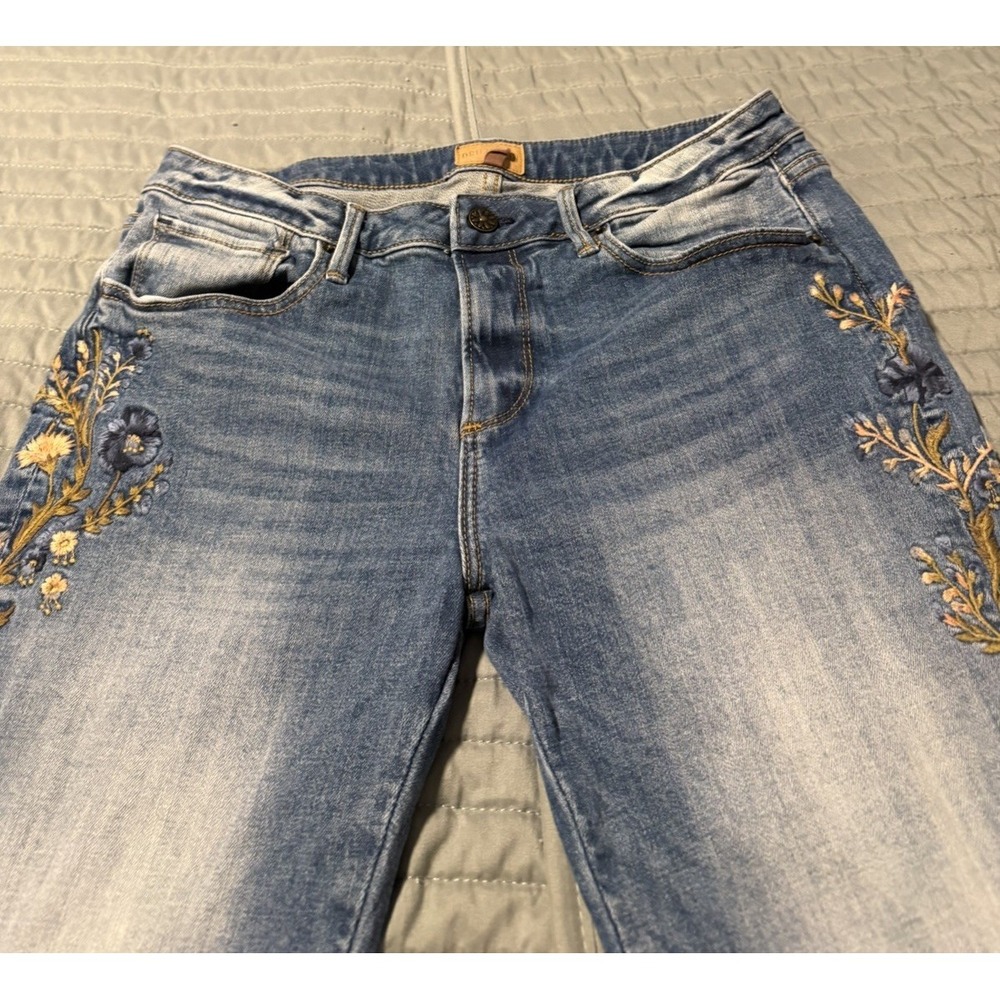 Driftwood Kelly Jeans Womens 30 Floral Embroidered Bootcut Blue Stretch Boho - Picture 8 of 13